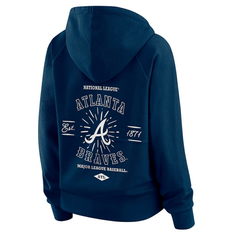 Atlanta Braves WEAR by Erin Andrews Women's Vintage Full-Zip Raglan Hoodie Navy