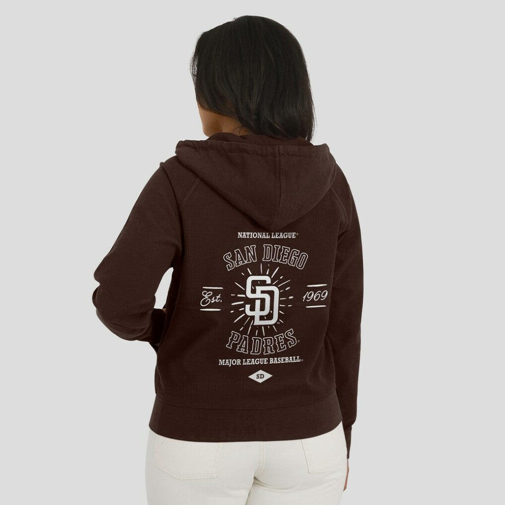 San Diego Padres WEAR by Erin Andrews Women's Vintage Full-Zip Raglan Hoodie Brown