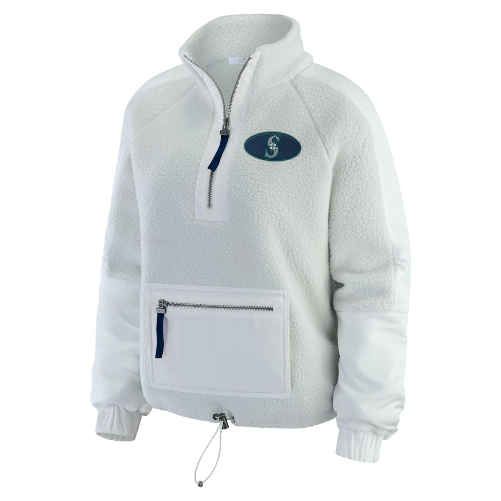 Seattle Mariners WEAR by Erin Andrews Women's Polar Fleece Quarter-Zip Jacket Gray