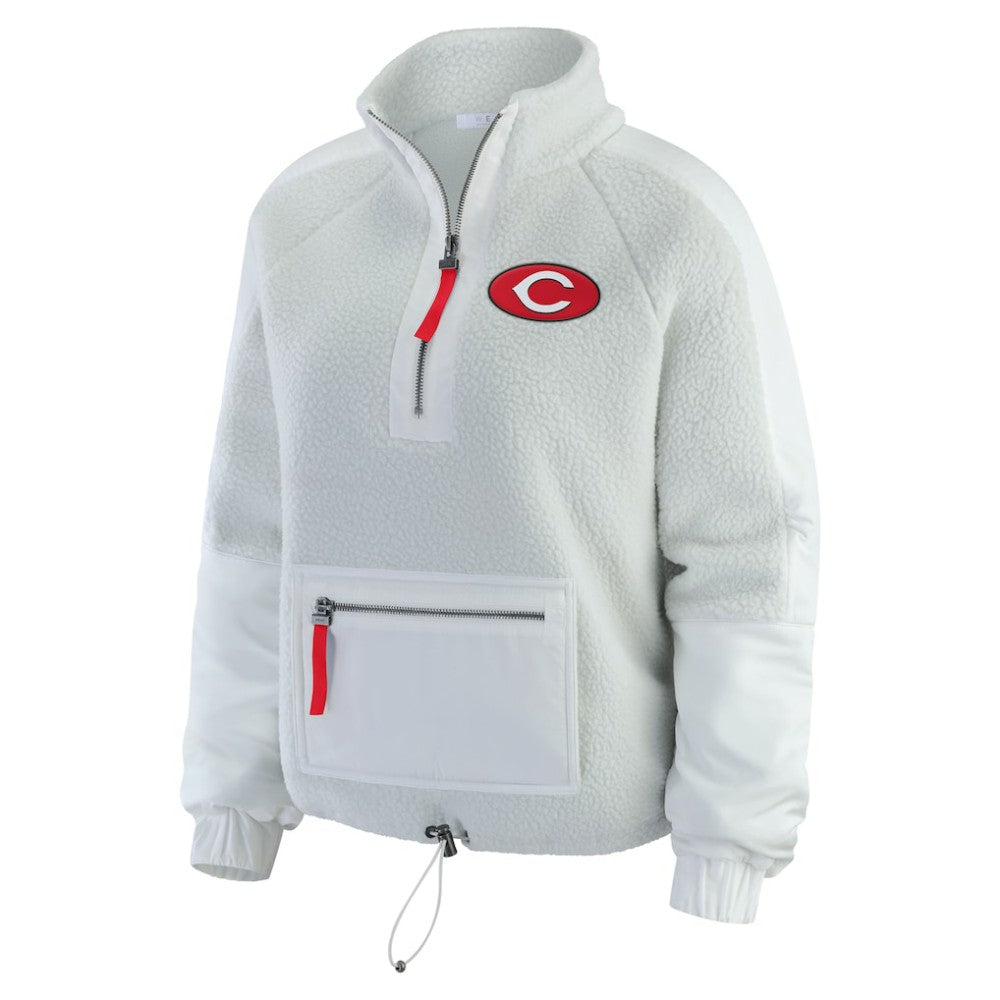 Cincinnati Reds WEAR by Erin Andrews Women's Polar Fleece Quarter-Zip Jacket Gray