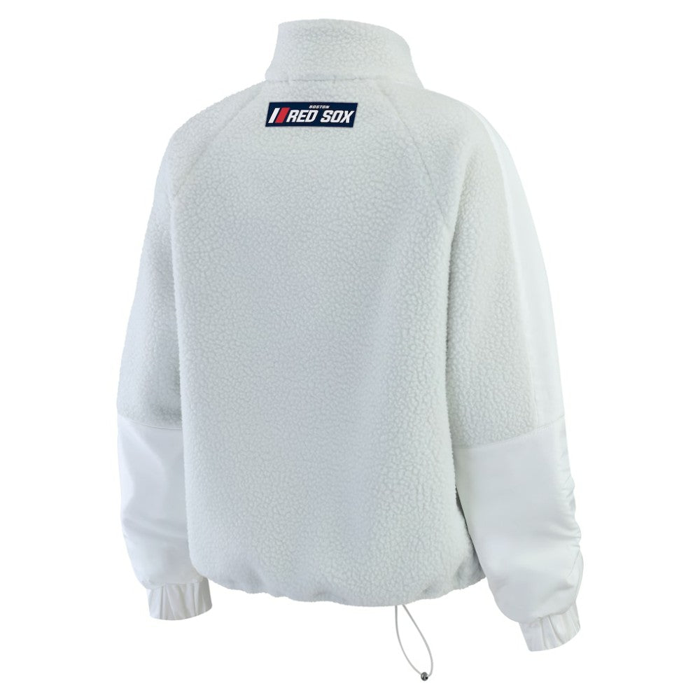Boston Red Sox WEAR by Erin Andrews Women's Polar Fleece Quarter-Zip Jacket Gray