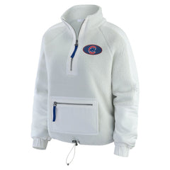 Chicago Cubs WEAR by Erin Andrews Women's Polar Fleece Quarter-Zip Jacket Gray
