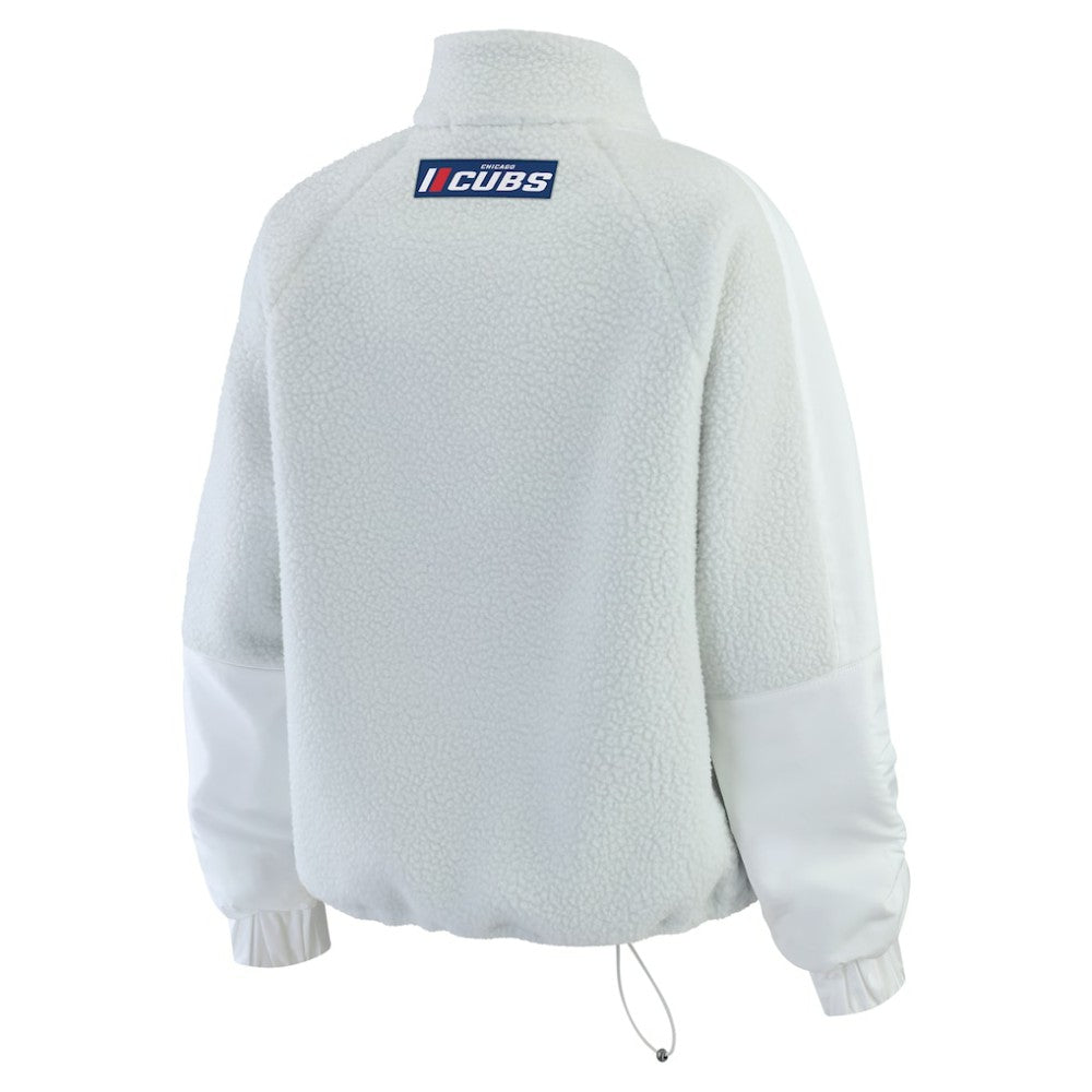 Chicago Cubs WEAR by Erin Andrews Women's Polar Fleece Quarter-Zip Jacket Gray