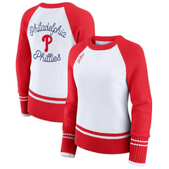 Philadelphia Phillies WEAR by Erin Andrews Women's Colorblock Raglan Sweater White