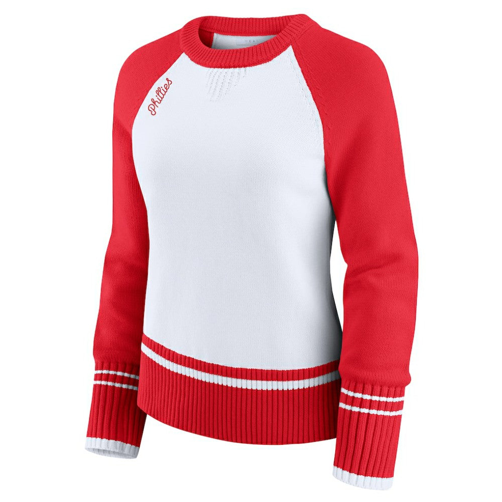 Philadelphia Phillies WEAR by Erin Andrews Women's Colorblock Raglan Sweater White