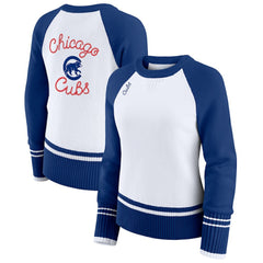 Chicago Cubs WEAR by Erin Andrews Women's Colorblock Raglan Sweater White