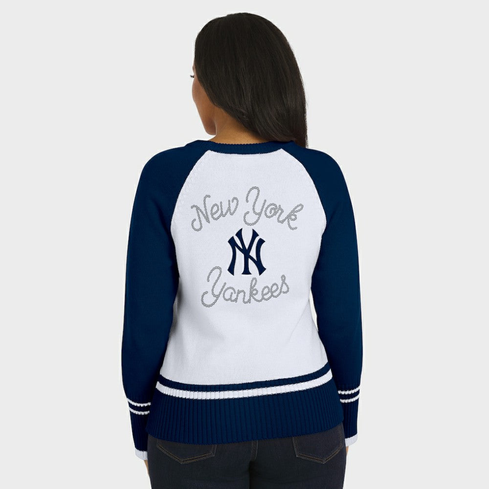 New York Yankees WEAR by Erin Andrews Women's Colorblock Raglan Sweater White