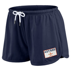 Houston Astros WEAR by Erin Andrews Women's Heavy Rugby Jersey Cropped Long Sleeve T-Shirt & Shorts Lounge Set Navy