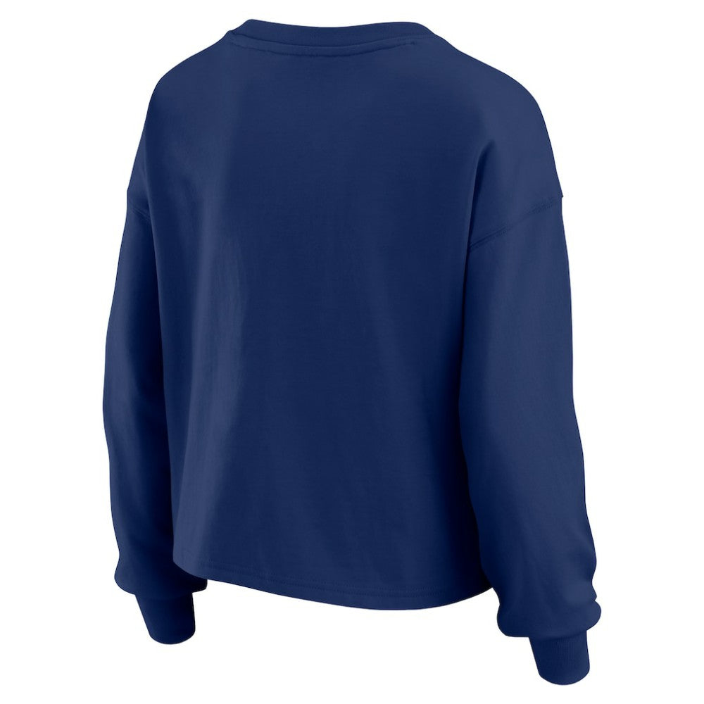Atlanta Braves WEAR by Erin Andrews Women's Heavy Rugby Jersey Cropped Long Sleeve T-Shirt & Shorts Lounge Set Navy