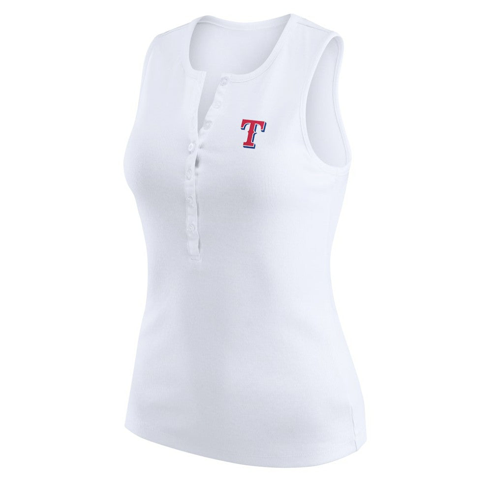 Texas Rangers WEAR by Erin Andrews Women's Rib-Knit Henley Tank Top White