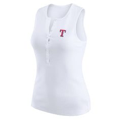 Texas Rangers WEAR by Erin Andrews Women's Rib-Knit Henley Tank Top White