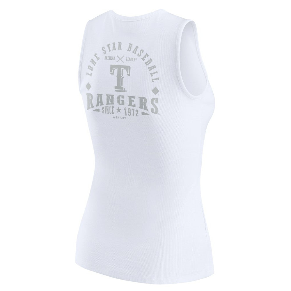 Texas Rangers WEAR by Erin Andrews Women's Rib-Knit Henley Tank Top White
