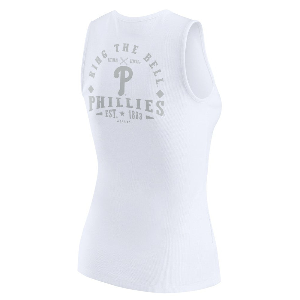 Philadelphia Phillies WEAR by Erin Andrews Women's Rib-Knit Henley Tank Top White