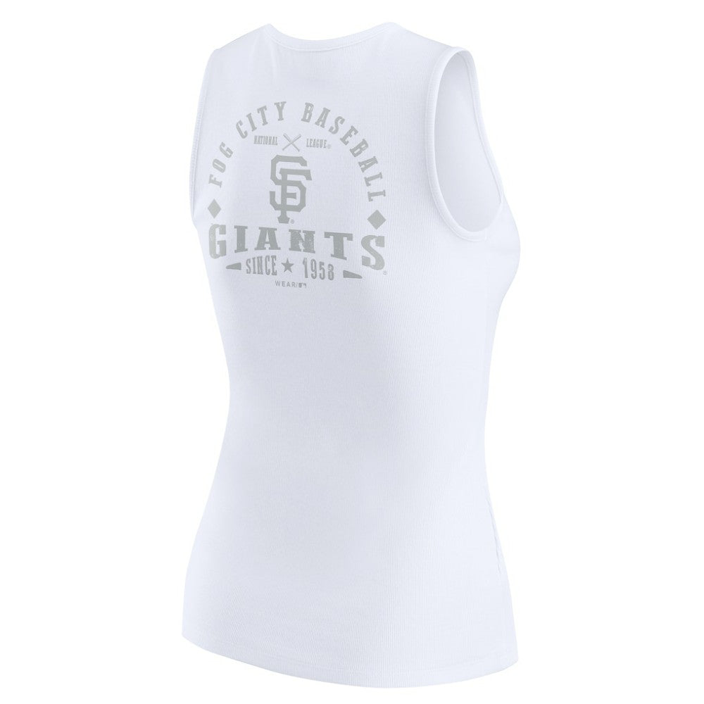 San Francisco Giants WEAR by Erin Andrews Women's Rib-Knit Henley Tank Top White