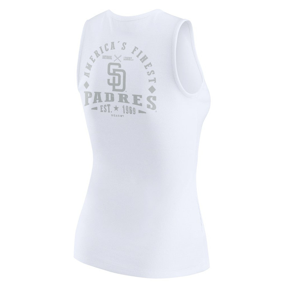 San Diego Padres WEAR by Erin Andrews Women's Rib-Knit Henley Tank Top White