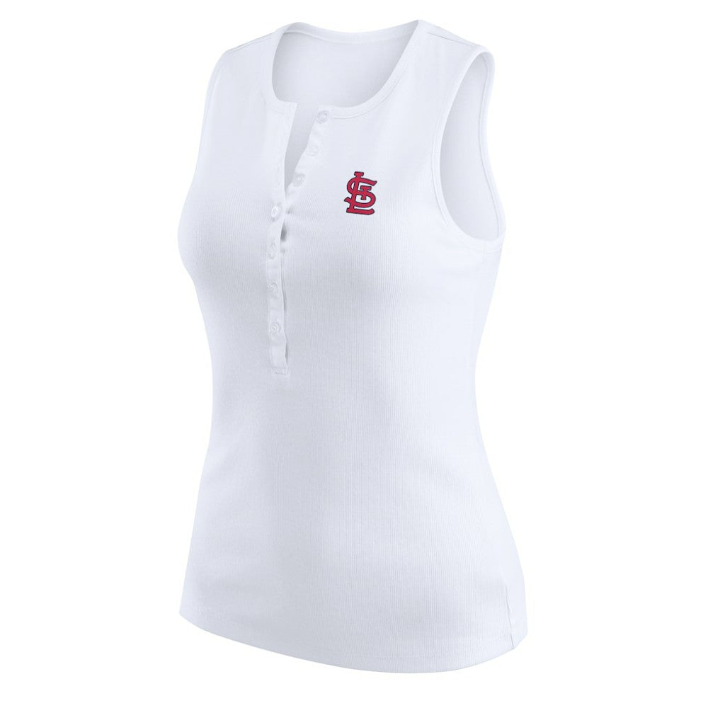 St. Louis Cardinals WEAR by Erin Andrews Women's Rib-Knit Henley Tank Top White