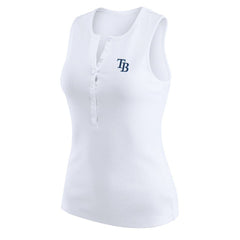 Tampa Bay Rays WEAR by Erin Andrews Women's Rib-Knit Henley Tank Top White