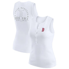 Boston Red Sox WEAR by Erin Andrews Women's Rib-Knit Henley Tank Top White