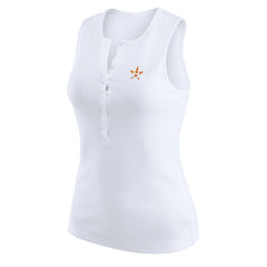 Houston Astros WEAR by Erin Andrews Women's Rib-Knit Henley Tank Top White