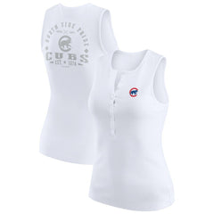 Chicago Cubs WEAR by Erin Andrews Women's Rib-Knit Henley Tank Top White