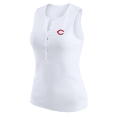 Cincinnati Reds WEAR by Erin Andrews Women's Rib-Knit Henley Tank Top White