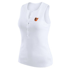 Baltimore Orioles WEAR by Erin Andrews Women's Rib-Knit Henley Tank Top White