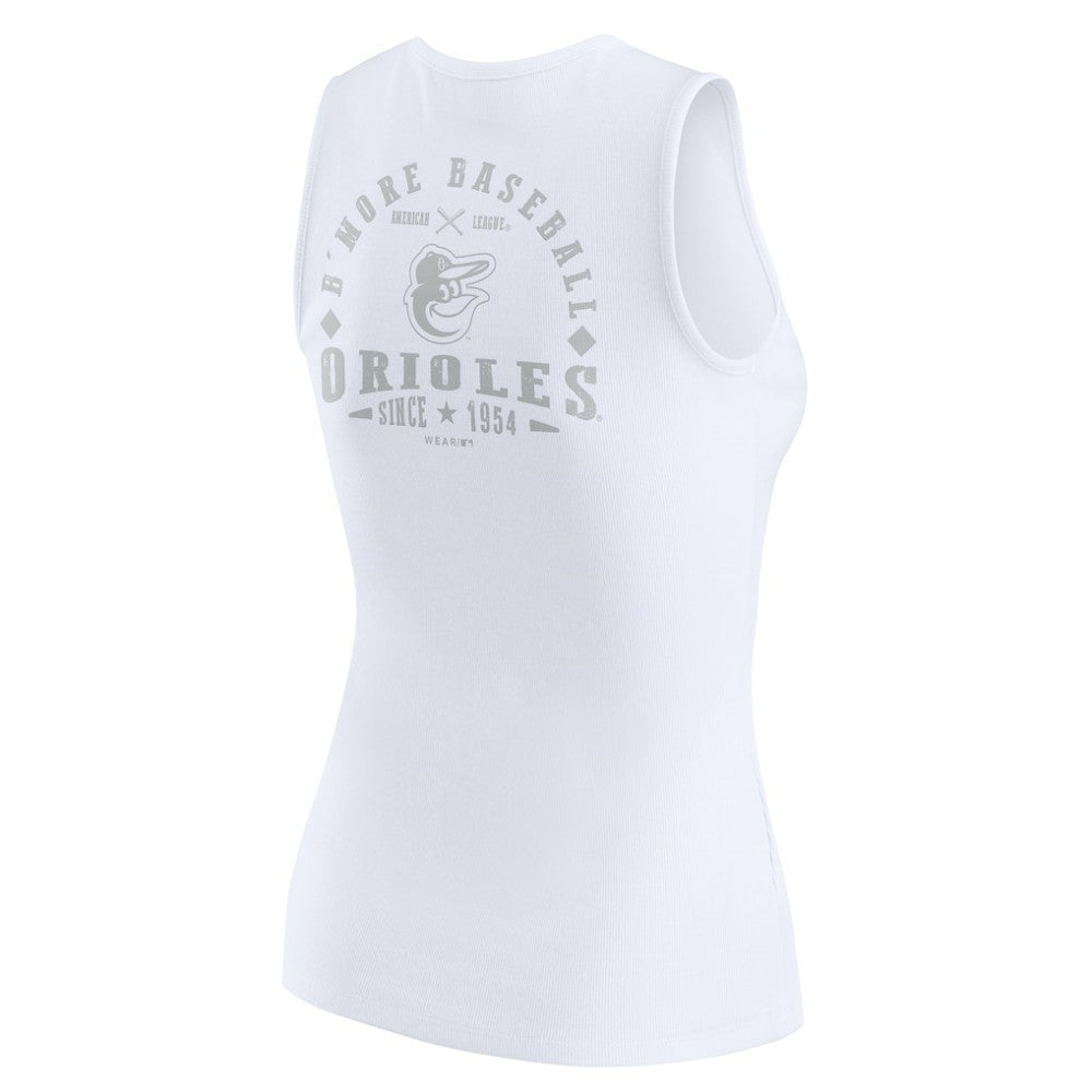 Baltimore Orioles WEAR by Erin Andrews Women's Rib-Knit Henley Tank Top White
