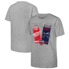 Youth 2025 NHL Stadium Series Columbus Blue Jackets vs. Detroit Red Wings Matchup T-Shirt - Heather Gray T-shirts