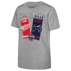 Youth 2025 NHL Stadium Series Columbus Blue Jackets vs. Detroit Red Wings Matchup T-Shirt - Heather Gray T-shirts