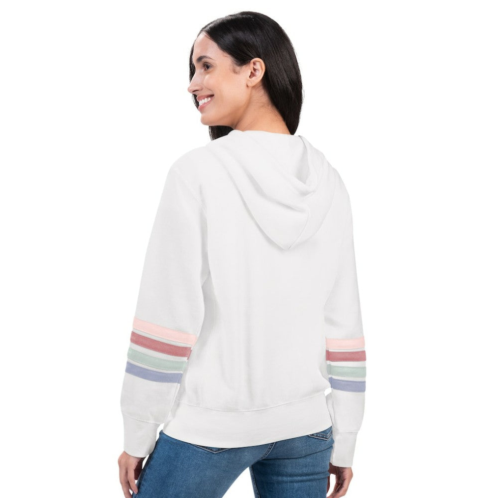 San Diego Padres G-III 4Her by Carl Banks Women's Naamah Sleeve Stripe Fleece Full-Zip Hoodie White