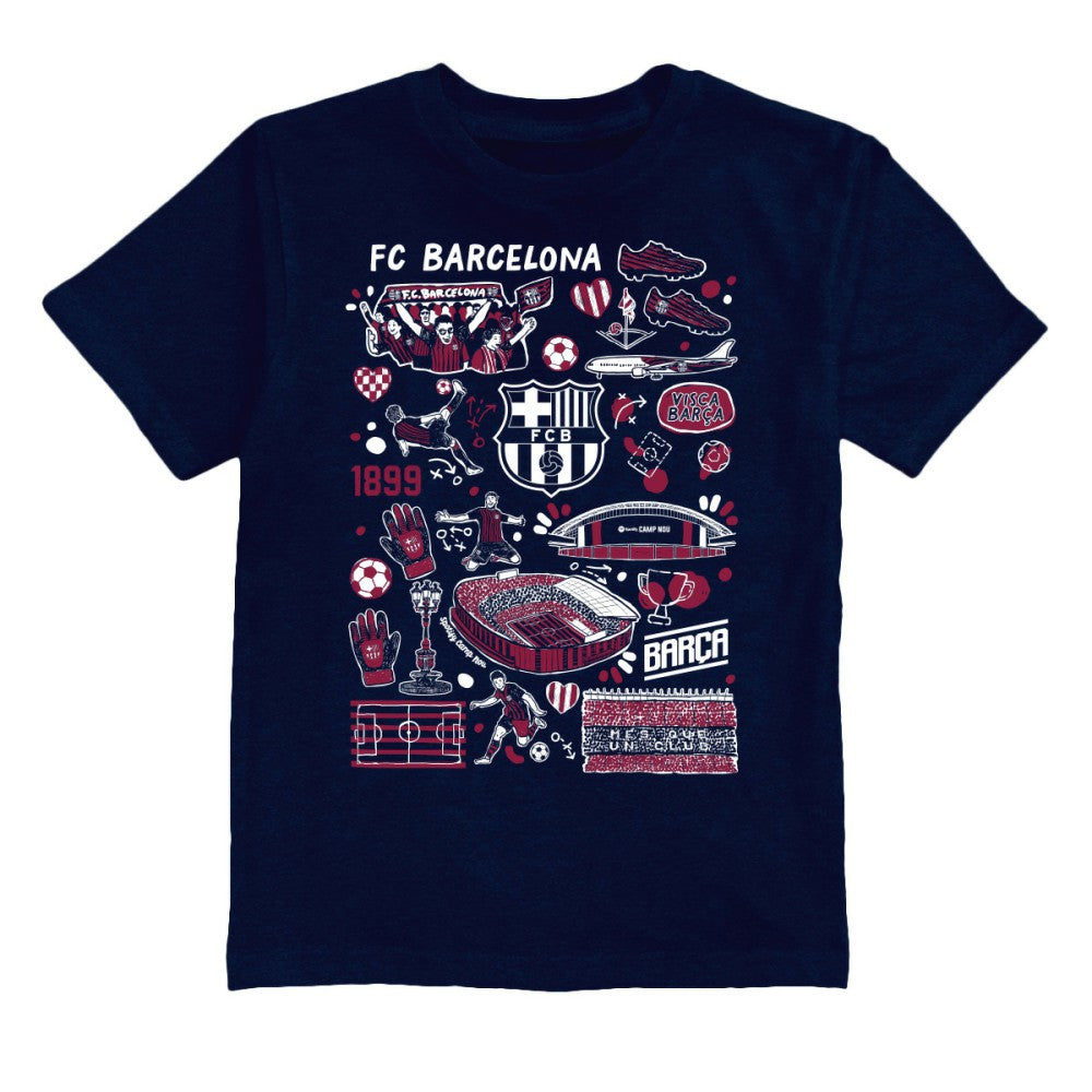 Barcelona Vive La Fete Toddler Impressions Artwork T-Shirt on sale - Navy