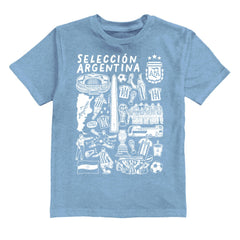 Argentina National Team Vive La Fete Youth Impressions Artwork T-Shirt - Light Blue on sale