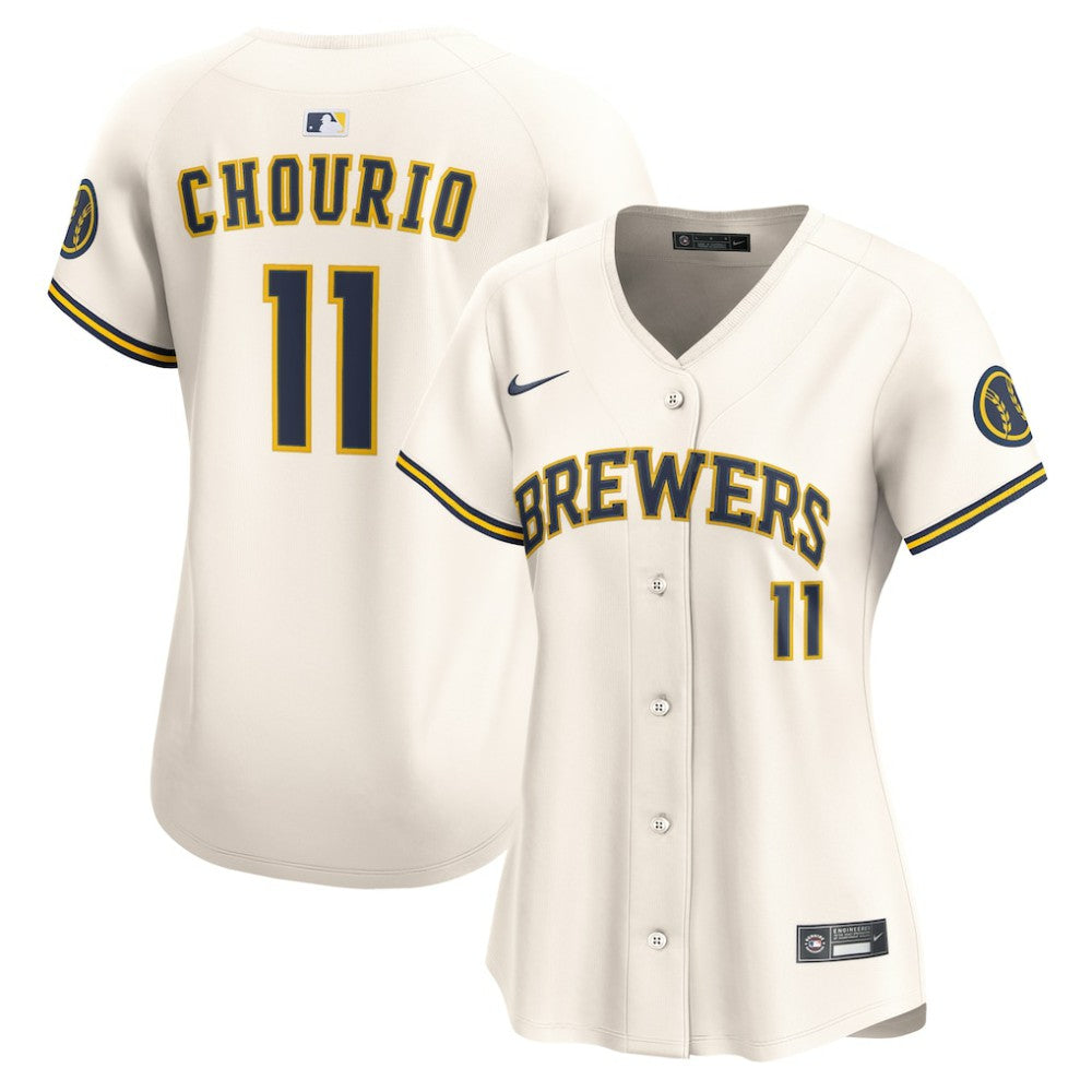 Jackson Chourio Milwaukee Brewers Women's Home Limited Player Jersey Cream