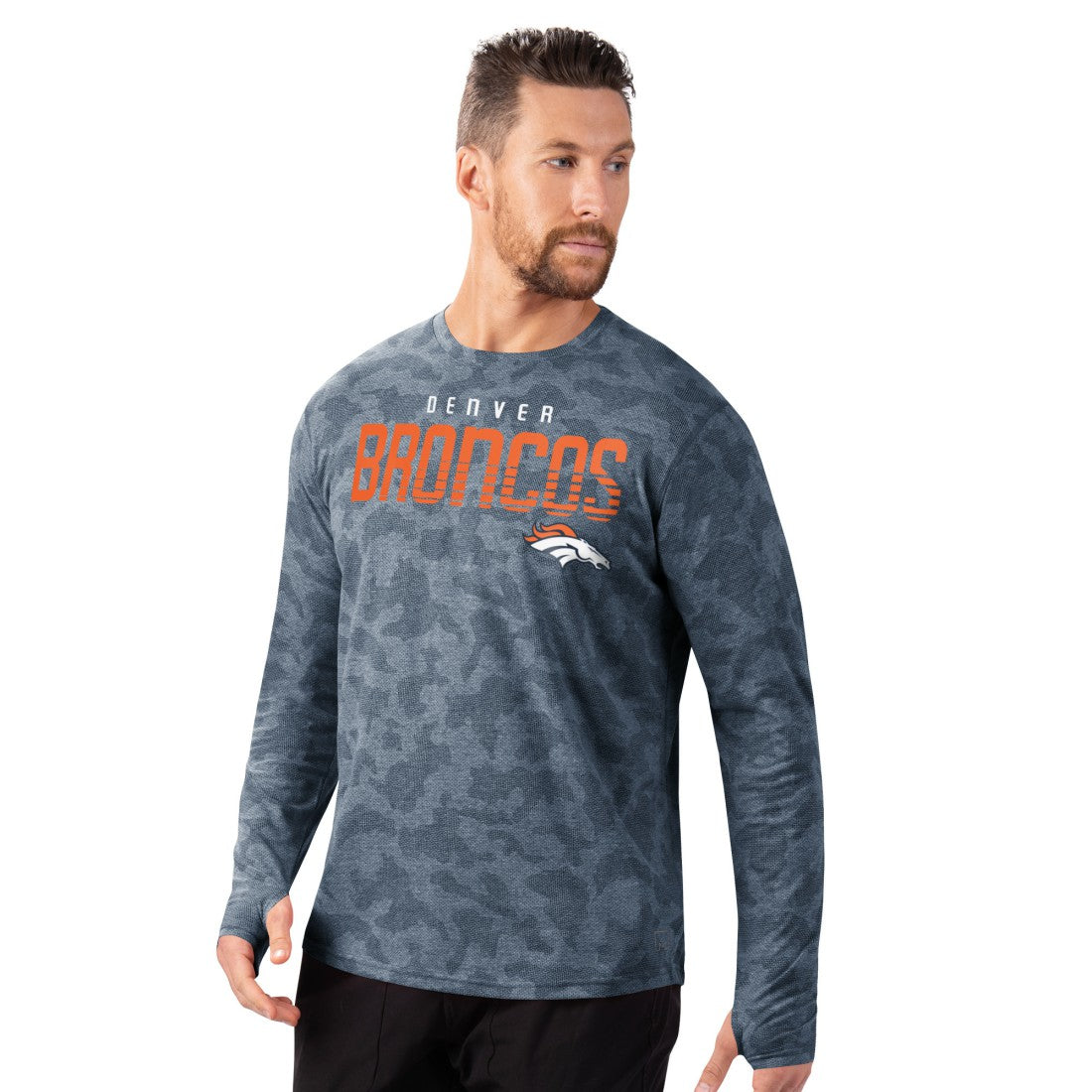 Denver Broncos MSX by Michael Strahan Performance Camo Long Sleeve T-Shirt - Navy sale