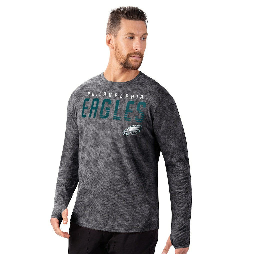Philadelphia Eagles MSX by Michael Strahan Performance Camo Long Sleeve T-Shirt - Black sale