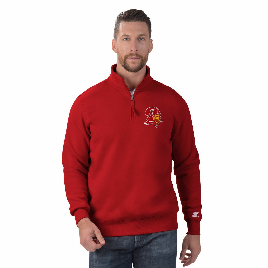 Tampa Bay Buccaneers Starter Classic Quarter-Zip Pullover Sweatshirt - Red discount