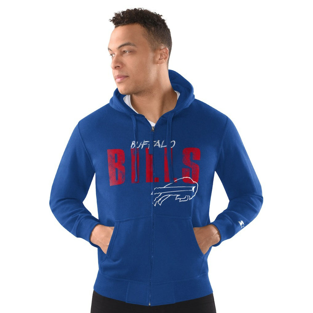 Buffalo Bills Starter Distressed Classic Full-Zip Hoodie - Royal online