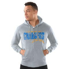 Los Angeles Chargers Starter Distressed Classic Full-Zip Hoodie - Heather Gray outlet