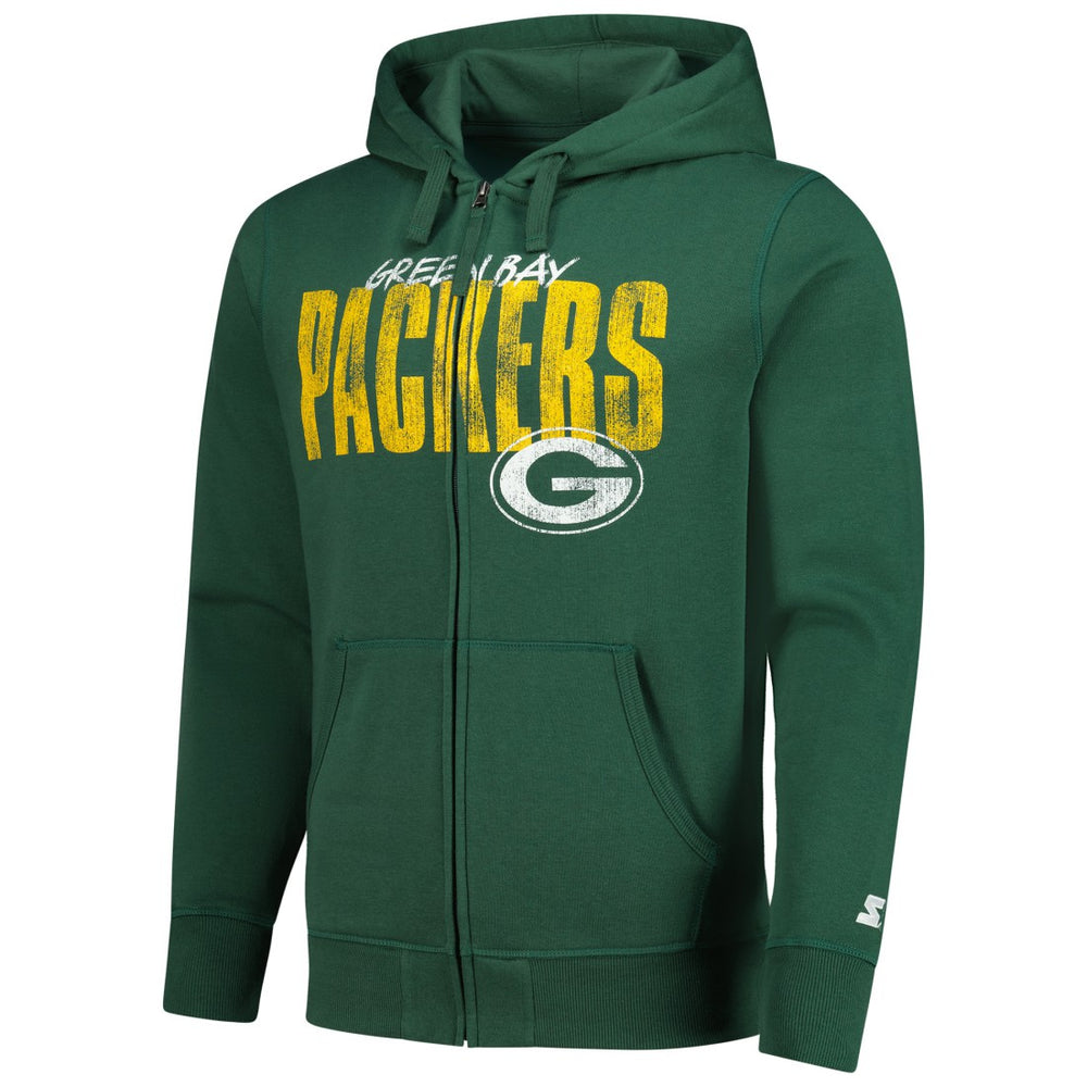 Green Bay Packers Starter Distressed Classic Full-Zip Hoodie - Green discount