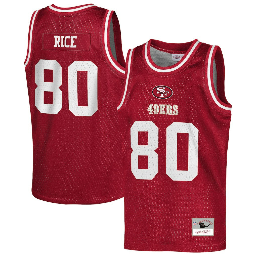 Jerry Rice San Francisco 49ers Youth Retired Player NFL Basketball Fashion Jersey - Scarlet discount