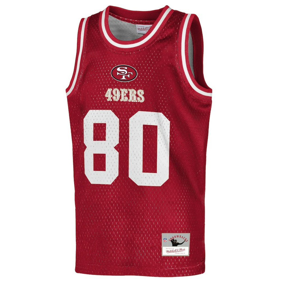 Jerry Rice San Francisco 49ers Youth Retired Player NFL Basketball Fashion Jersey - Scarlet discount