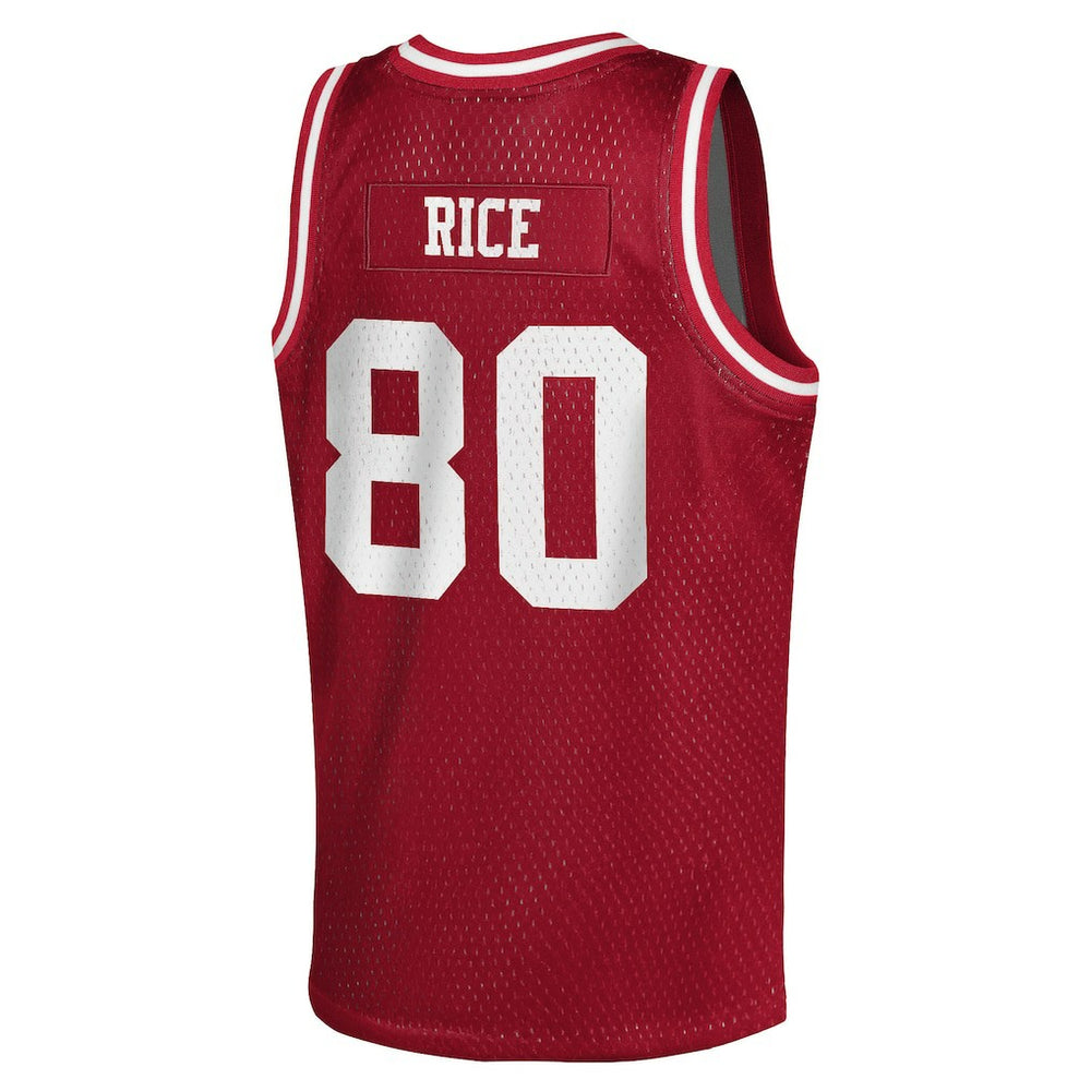 Jerry Rice San Francisco 49ers Youth Retired Player NFL Basketball Fashion Jersey - Scarlet discount