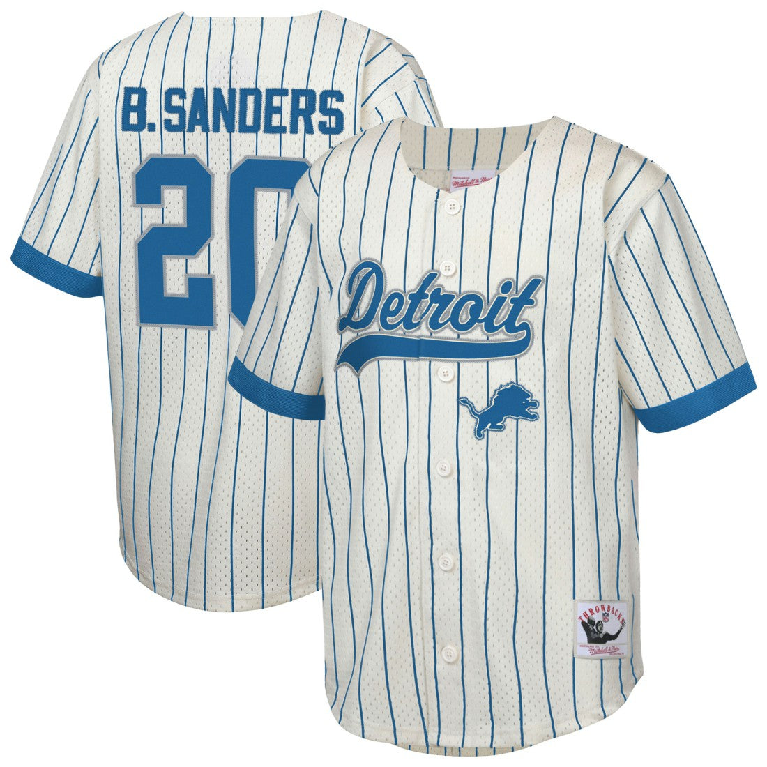 Barry Sanders Detroit Lions Youth Retired Player Name & Number Baseball Jersey - Cream discount
