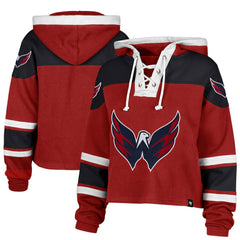 Washington Capitals '47 Women's Cropped Lacer Hoodie - Red Hoodies