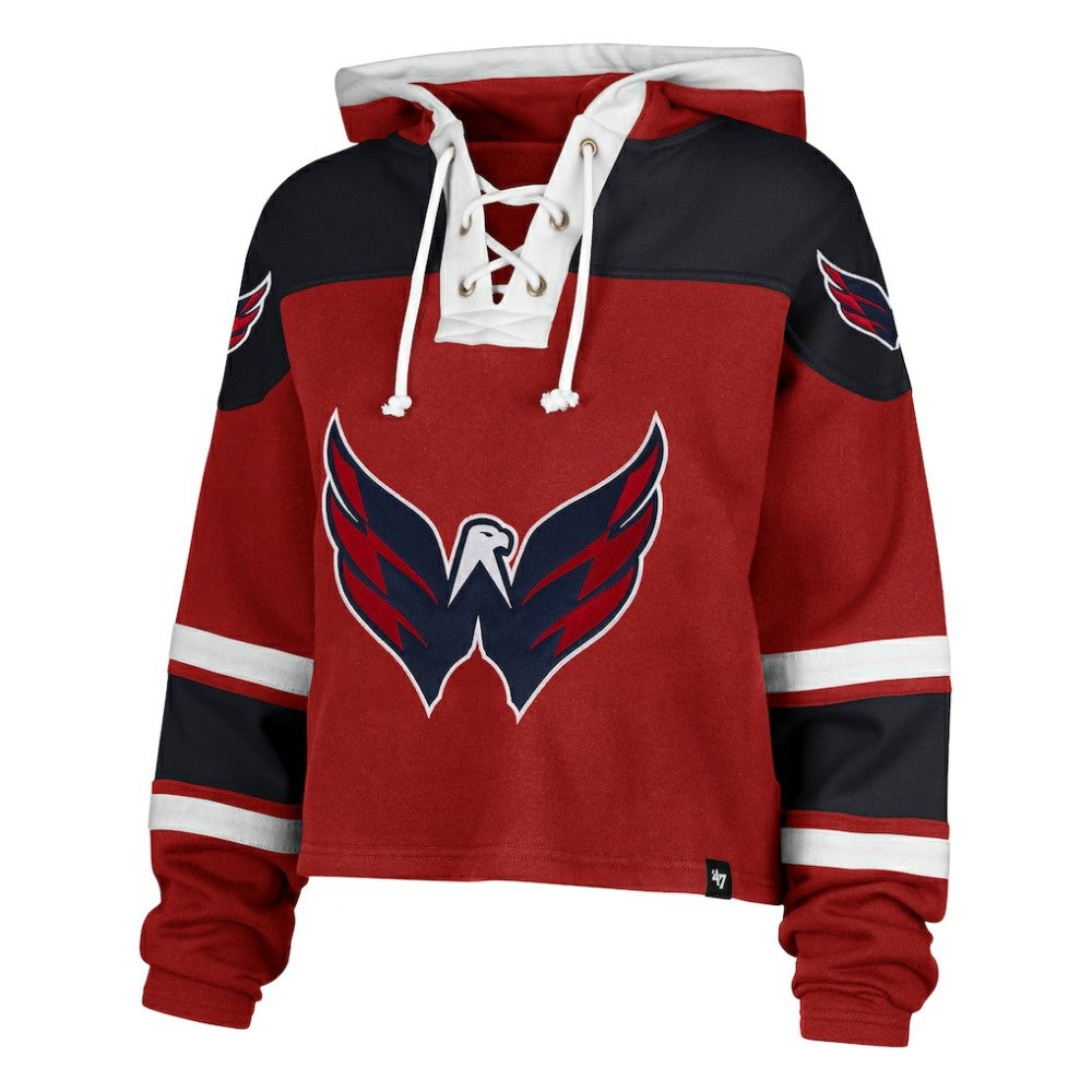 Washington Capitals '47 Women's Cropped Lacer Hoodie - Red Hoodies