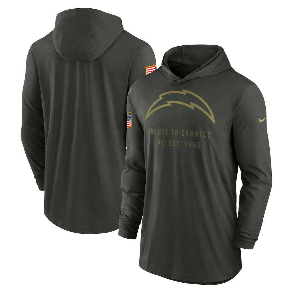 Los Angeles Chargers 2025 Salute to Service Sideline Dri-FIT Lightweight Hooded Pullover - Forest Green cheap