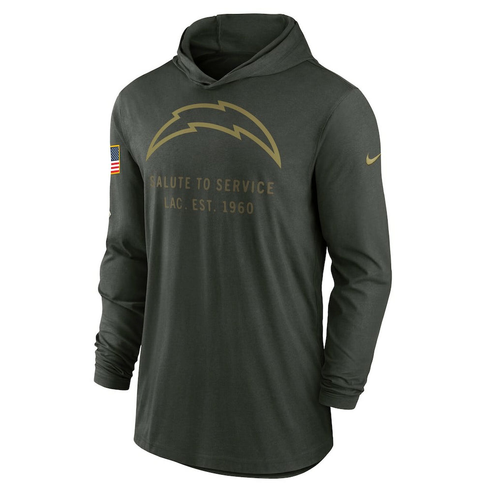 Los Angeles Chargers 2025 Salute to Service Sideline Dri-FIT Lightweight Hooded Pullover - Forest Green cheap