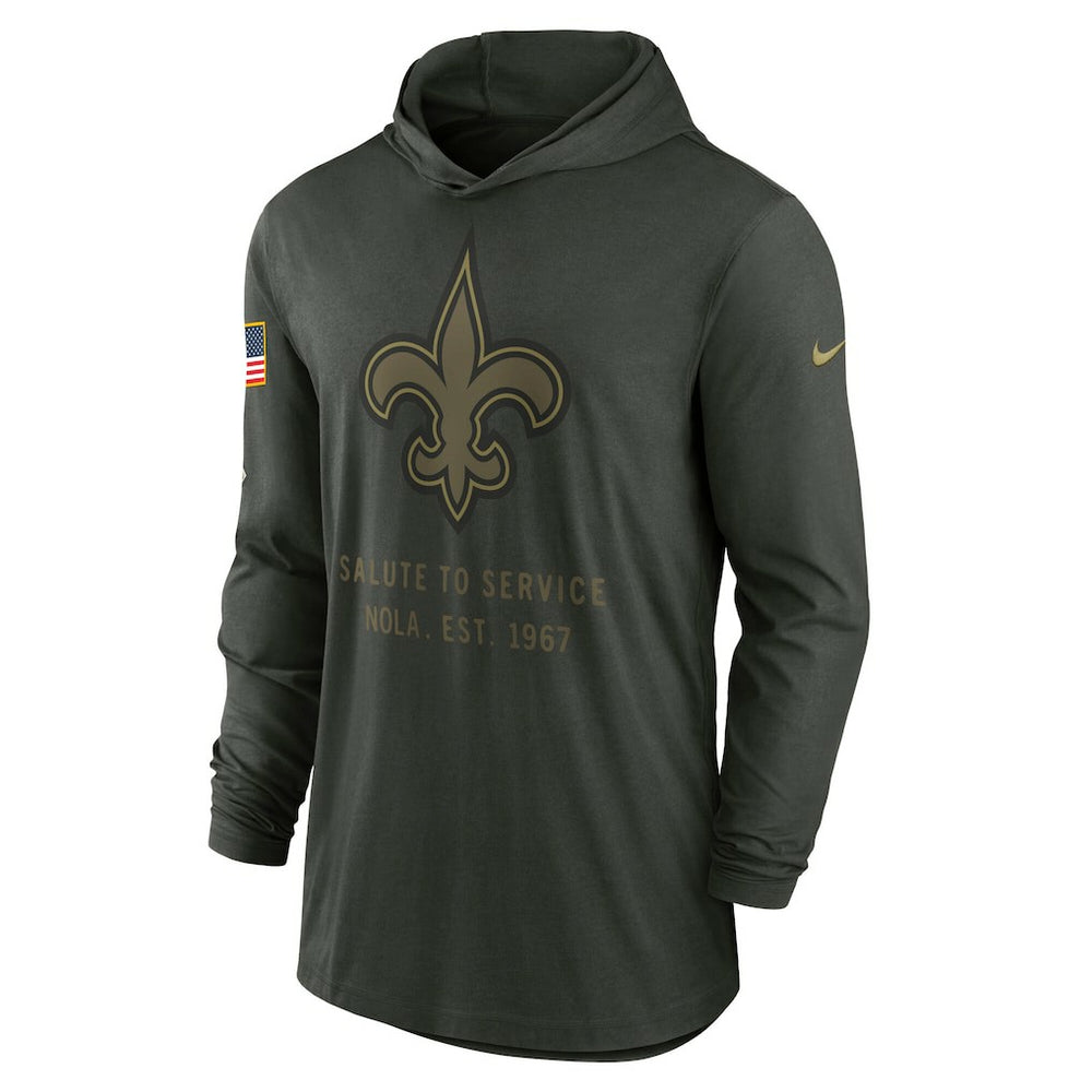 New Orleans Saints 2025 Salute to Service Sideline Dri-FIT Lightweight Hooded Pullover - Forest Green sale