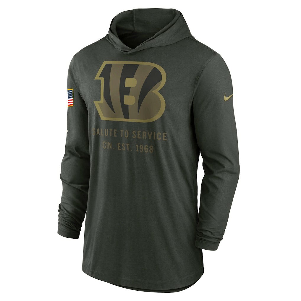 Cincinnati Bengals 2025 Salute to Service Sideline Dri-FIT Lightweight Hooded Pullover - Forest Green discount