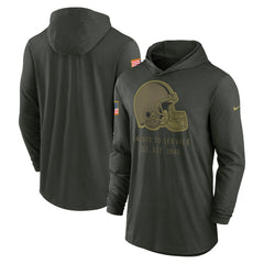 Cleveland Browns 2025 Salute to Service Sideline Dri-FIT Lightweight Hooded Pullover - Forest Green outlet